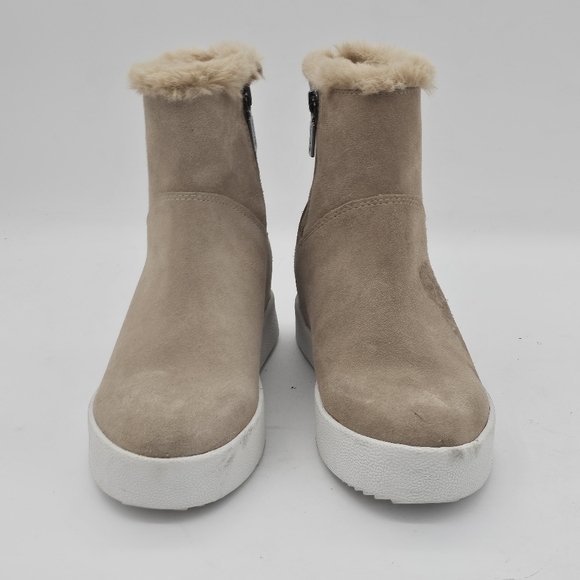 Blondo Haven Womens Platform Boots Side Zip Faux Fur Suede Sand Size 7.5 NEW - Picture 4 of 10